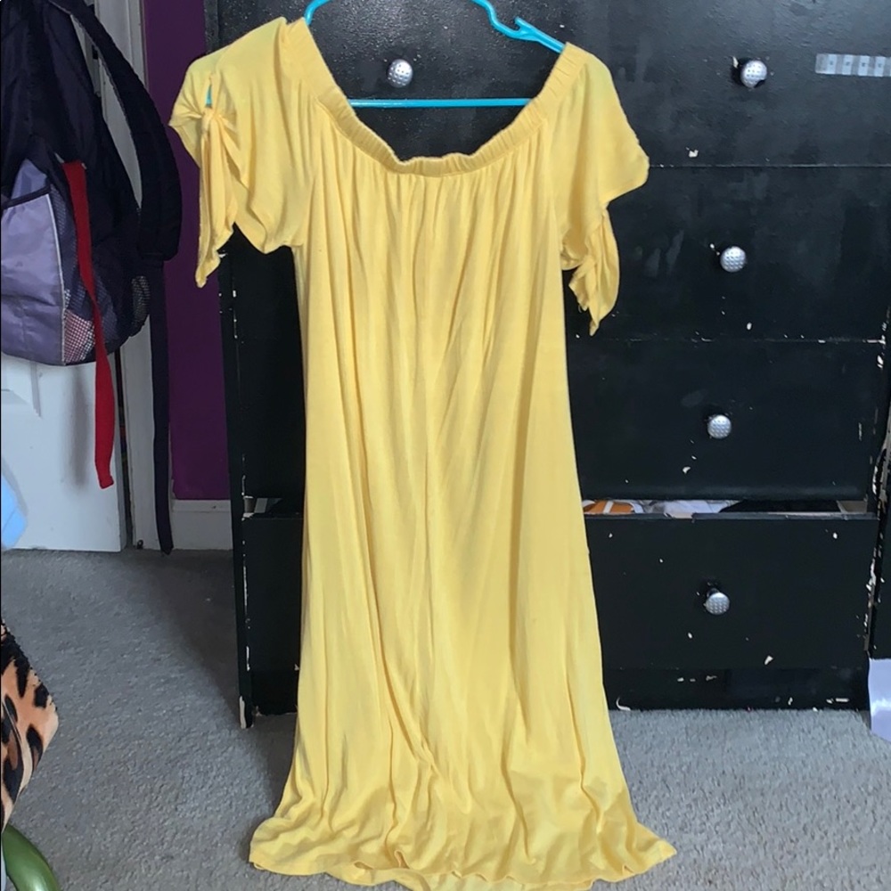 Yellow off the shoulder dress